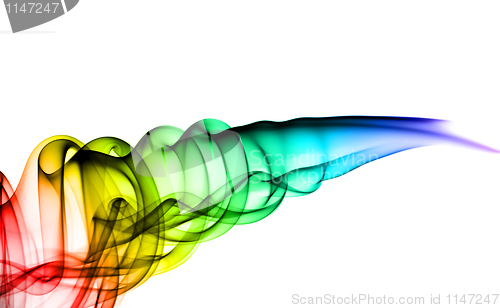 Image of Abstract colorful smoke pattern on white