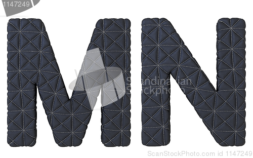 Image of Luxury black stitched leather font M N letters