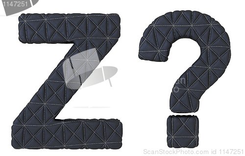 Image of Stitched leather font Z letter and query mark
