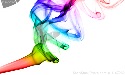 Image of Abstract puff of colorful fume on white