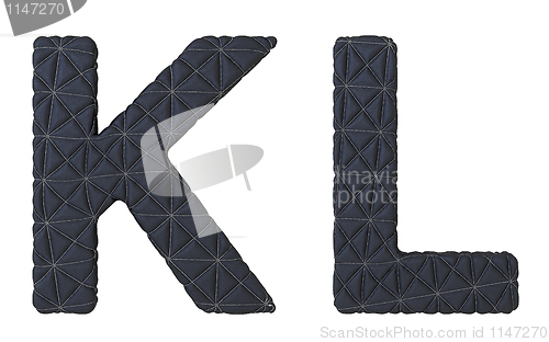 Image of Luxury black stitched leather font K L letters