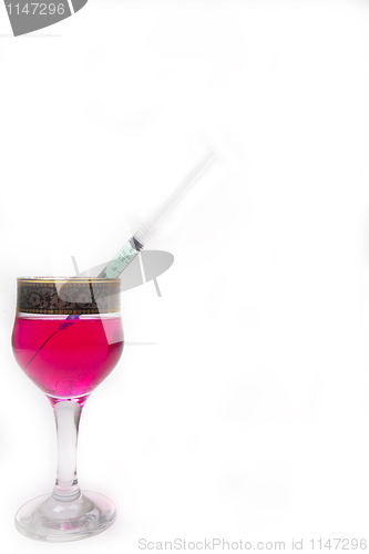 Image of Syringe with poison in a glass