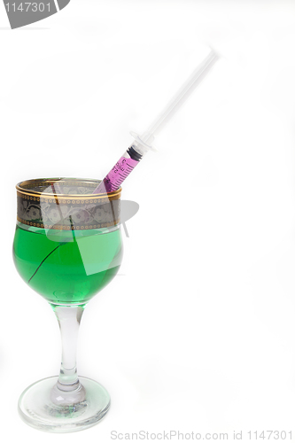 Image of Syringe with poison in a glass