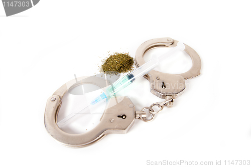 Image of Handcuffs and syringe