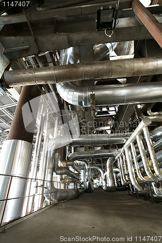 Image of Industrial zone, Steel pipelines, valves and ladders