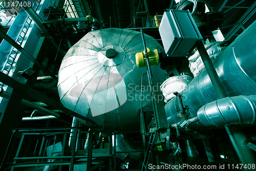 Image of Industrial zone, Steel pipelines, valves and ladders