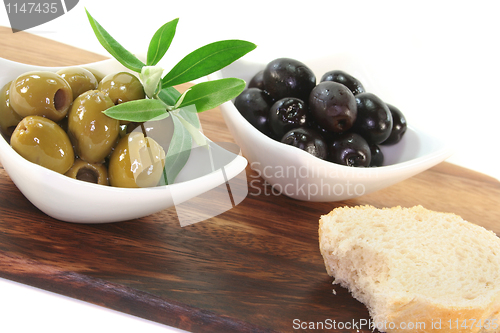 Image of black and green olives