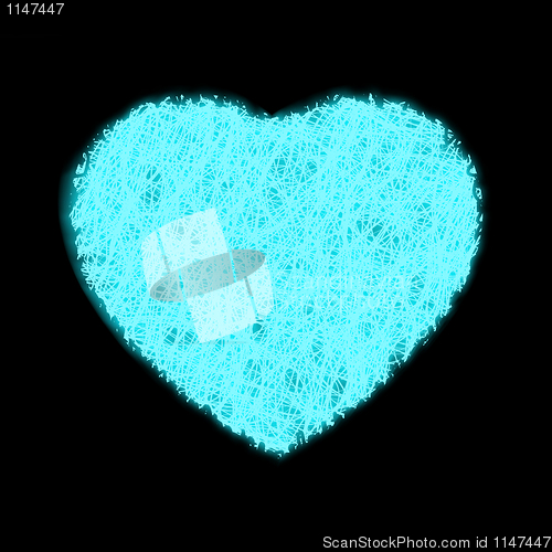 Image of Blue neon Valentine twirl heart. EPS 8