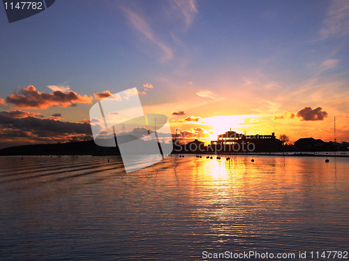 Image of Sea and house on sunset in Finland