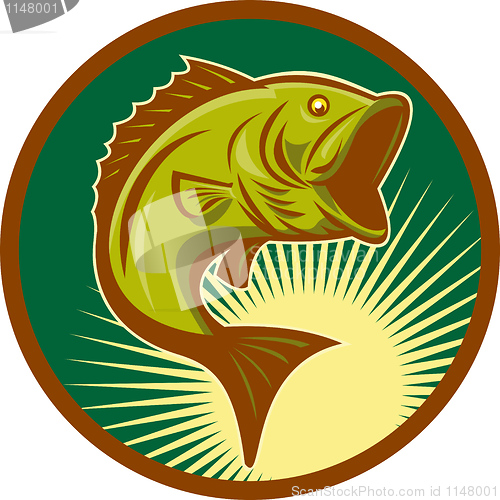 Image of largemouth bass fish jumping
