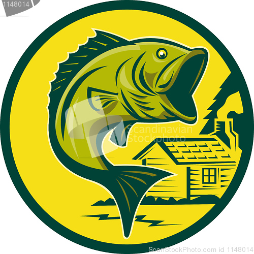 Image of largemouth bass fish jumping