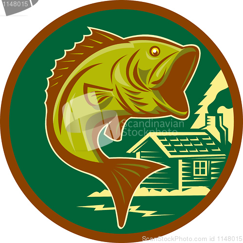 Image of largemouth bass fish jumping