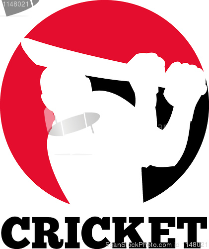 Image of cricket player batsman silhouette batting