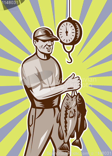 Image of Fly Fisherman weighing in fish catch