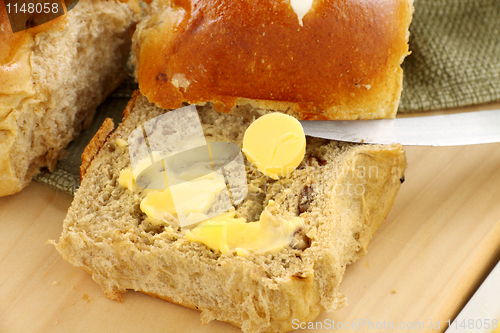 Image of Buttered Hot Cross Bun