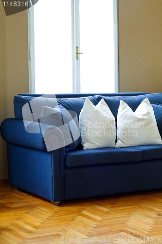 Image of Blue sofa angle 2