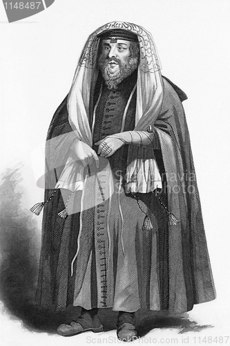 Image of Jewish rabbi dressed for prayers