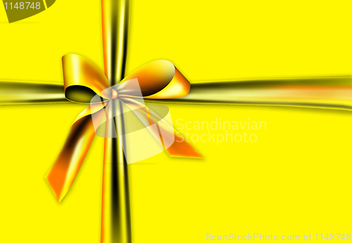 Image of Gold ribbon on a yellow background