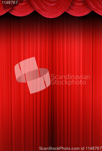 Image of Theater curtains of red cloth 