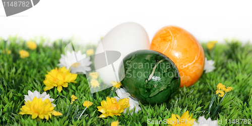 Image of Easter decoration with colored eggs 