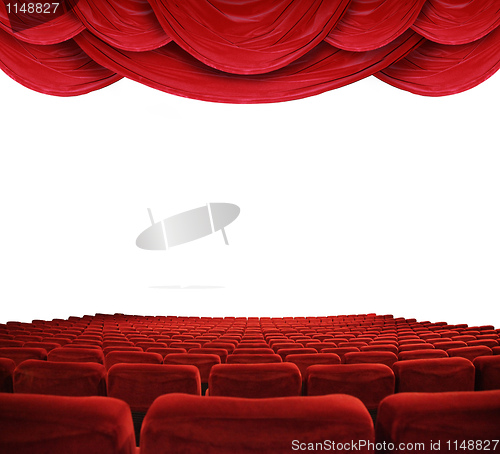 Image of Movie theater with red curtains 