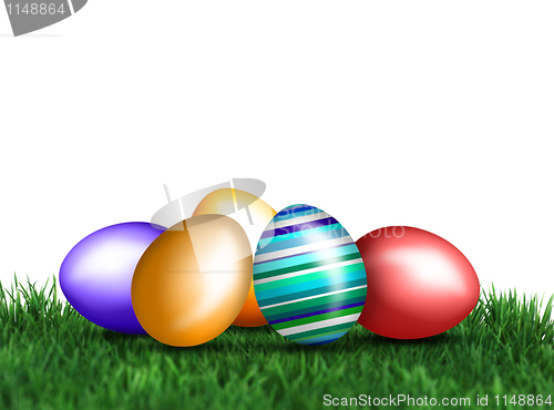 Image of Colorful eggs on the meadows 