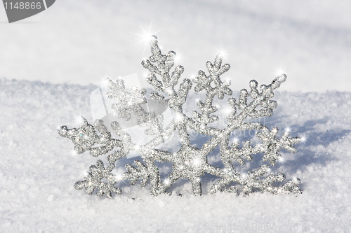 Image of silver snowflake shinning