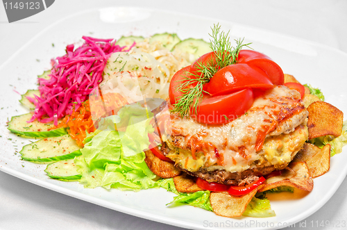 Image of Meat steak with vegetables