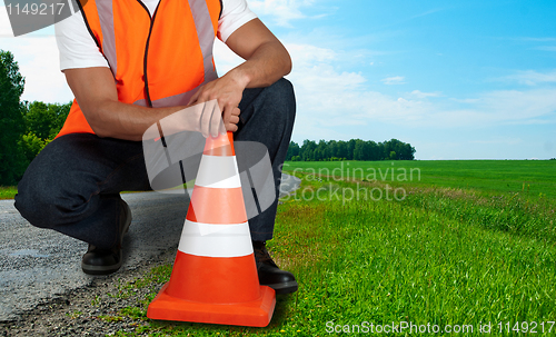 Image of road worker closeup