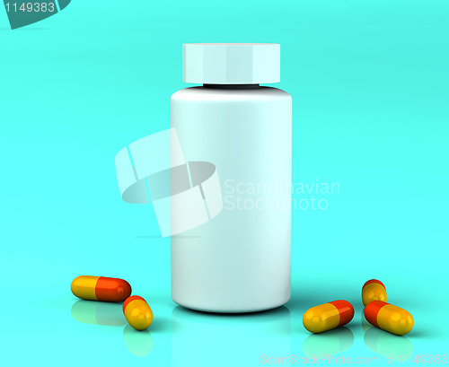 Image of 3d white medicine bottle container