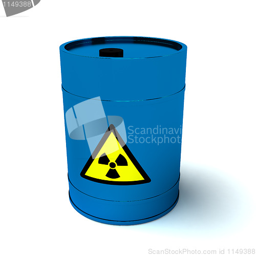 Image of 3d blue barrel radioactive waste