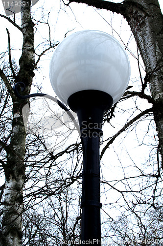 Image of street round lamp in the park