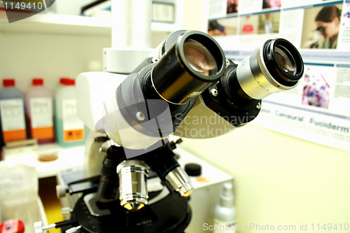 Image of Close up of microscope lenses