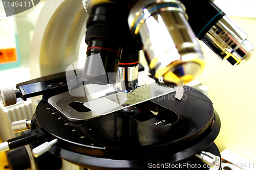 Image of Close up of microscope lenses