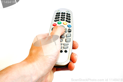 Image of Hand with remote control