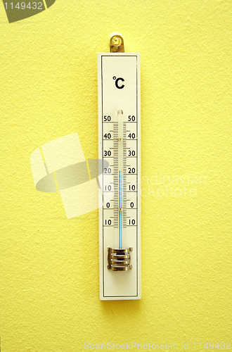 Image of white wooden termometer
