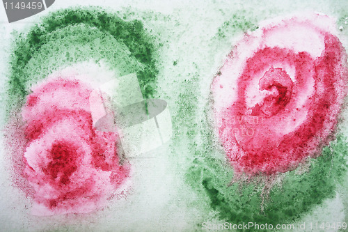 Image of Abstract watercolor flowers background on paper texture