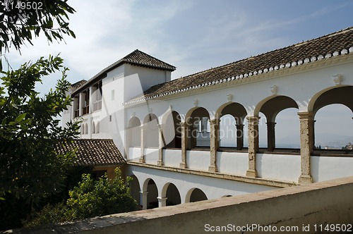 Image of Building inside the Generalife Gardens of the Alhambra in Granada, Spain