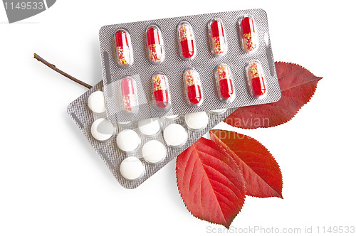 Image of Medications with red leaves