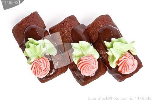 Image of Three brown sponge cake