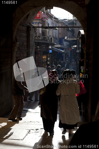 Image of Turkish women entering market