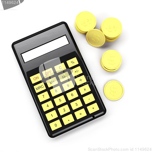 Image of Calculator and coins