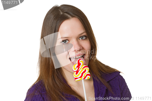 Image of Woman with lollipop