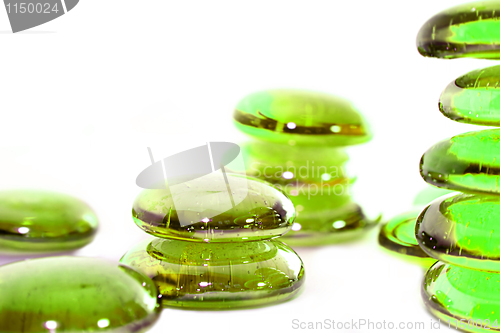 Image of Lot of Orange Pills - Towers. Macro & Isolated on white