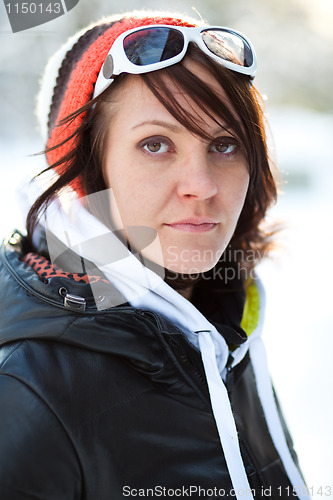 Image of Portrait of a trendy winter woman