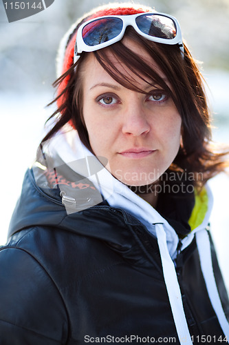Image of Portrait of a trendy winter woman