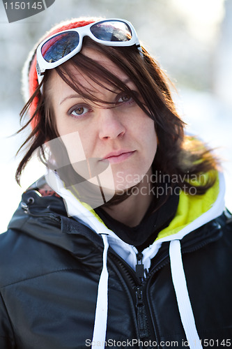 Image of Portrait of a trendy winter woman