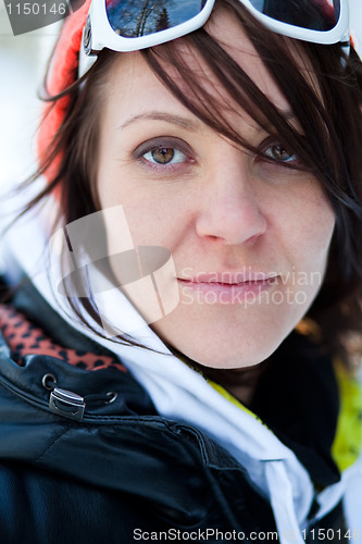 Image of Portrait of a trendy winter woman