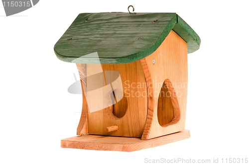 Image of wooden birdhouse isolated on the white