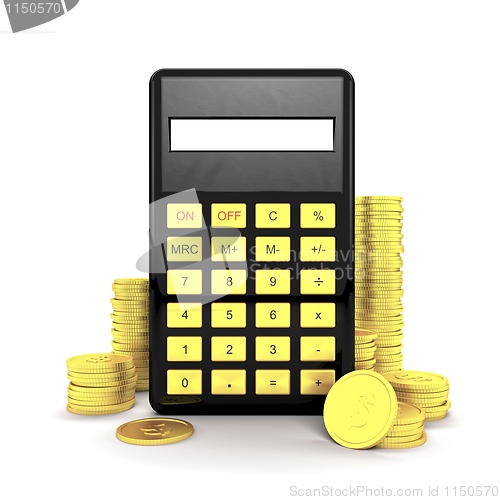 Image of Calculator and coins